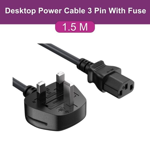 Desktop Power Cable 3 Pin With Fuse 1.5M - feature photo