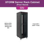 XForm Floor Stand Server Rack Cabinet (32U) 800mm (W) x 800mm (D) x 1600mm (H) 32U come with 1 Shelf + 4 Fan - cover - photo - 1