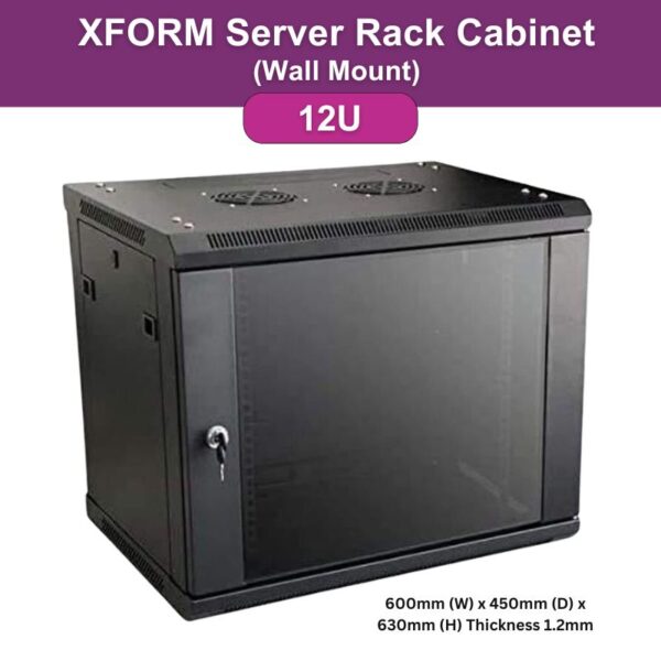 XForm Wall Mount Server Rack Cabinet ( 12U ) 600mm (W) x 450mm (D) x 630mm (H) Thickness 1.2mm - fp1