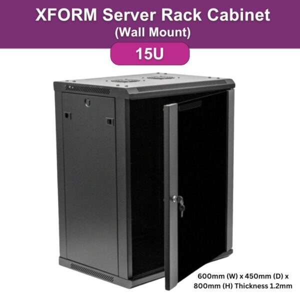 XForm Wall Mount Server Rack Cabinet (15U) 600mm (W) x 450mm (D) x 800mm (H) Thickness 1.2mm - featured p1