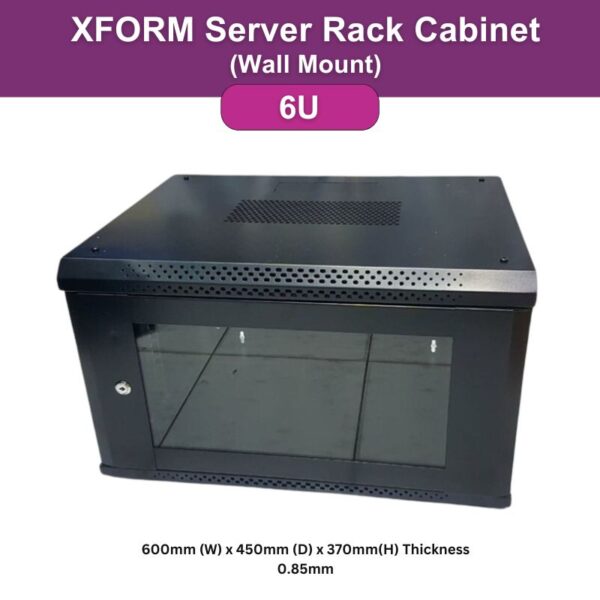 XForm Wall Mount Server Rack Cabinet (6U) 600mm (W) x 450mm (D) x 370mm(H) Thickness 0.85mm - fp-1