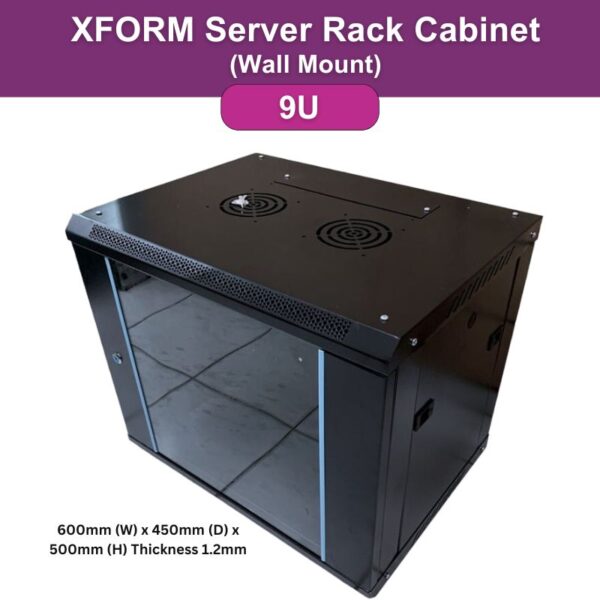 XForm Wall Mount Server Rack Cabinet ( 9U ) 600mm (W) x 450mm (D) x 500mm (H) Thickness 1.2mm - feature photo 1