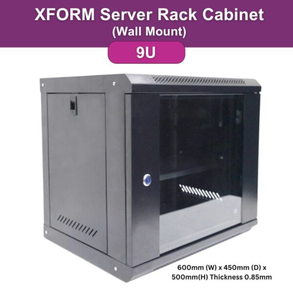 XForm Wall Mount Server Rack Cabinet (9U) 600mm (W) x 450mm (D) x 500mm(H) Thickness 0.85mm - feautre photo p1