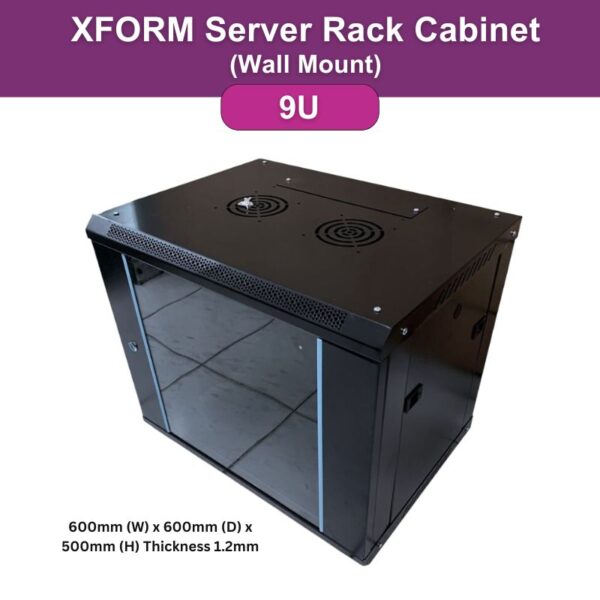 XForm Wall Mount Server Rack Cabinet (9U) 600mm (W) x 600mm (D) x 500mm (H) Thickness 1.2mm - feature photo 1