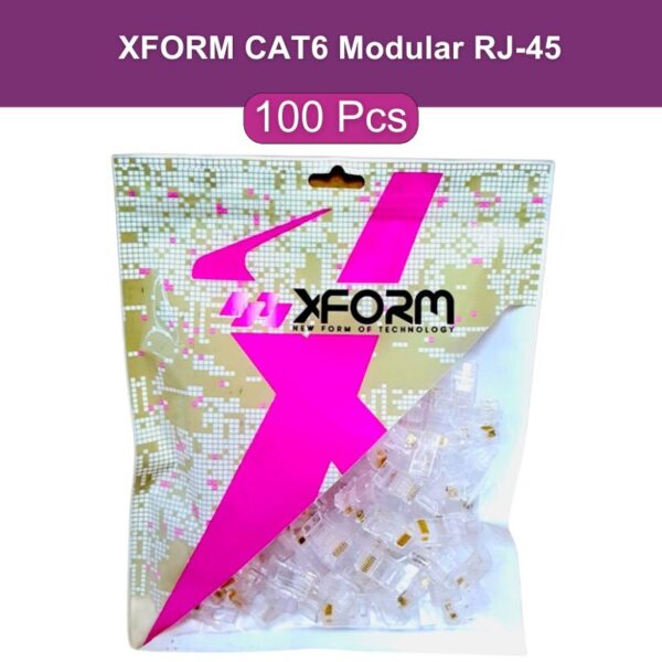 XFORM Cat6 Modular 100-Piece Rj45 Connector Cat6 RJ45 Ends Cat6 Connector Cat6 Cat5e RJ45 Connector Ethernet Cable Crimp UTP Network Plug for Solid Wire and Standard Cable Transparent - p1