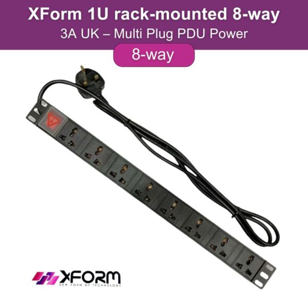 XForm 1U rack-mounted 8-way;13A UK – Multi Plug PDU Power - feautre photo - 1