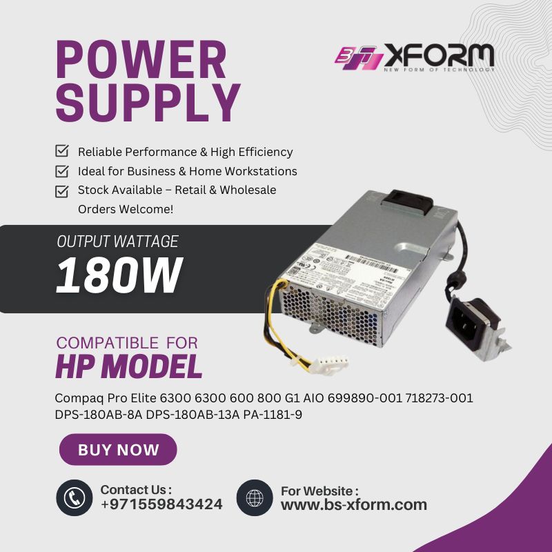 Power Supply 180 Watt Compatible For HP Model Compaq Pro Elite 6300 6300 600 800 G1 AIO 699890-001 718273-001 DPS-180AB-8A DPS-180AB-13A PA-1181-9 - cover photo