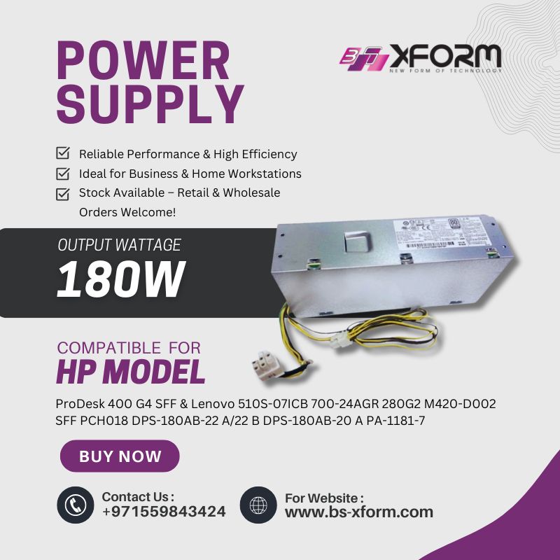 Power Supply 180 Watt Compatible For HP Model ProDesk 400 G4 SFF & Lenovo 510S-07ICB 700-24AGR 280G2 M420-D002 SFF PCH018 DPS-180AB-22 A22 B DPS-180AB-20 A PA-1181-7 - cover ph
