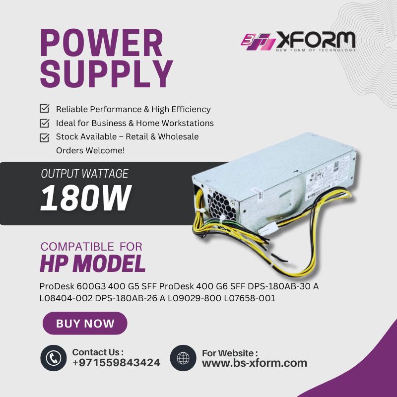 Power Supply 180 Watt Compatible For HP Model ProDesk 600G3 400 G5 SFF ProDesk 400 G6 SFF DPS-180AB-30 A L08404-002 DPS-180AB-26 A L09029-800 L07658-001 - cover photo