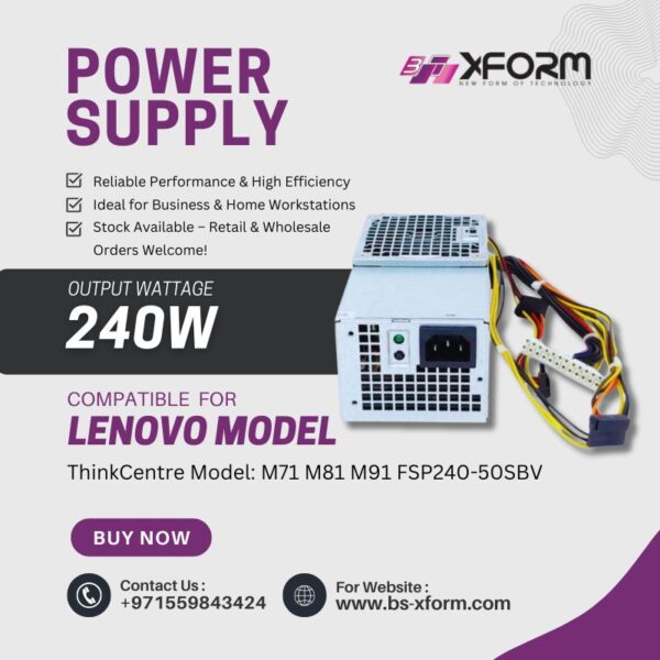 Power Supply 240 Watt Compatible For Lenovo ThinkCentre Model M71 M81 M91 FSP240-50SBV - cover photo 1