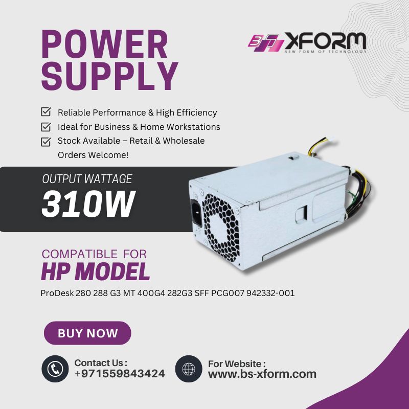 Power Supply 310 Watt Compatible For HP Model ProDesk 280 288 G3 MT 400G4 282G3 SFF PCG007 942332-001 - cover photo