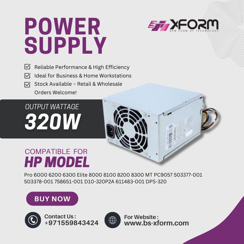 Power Supply 320 Watt Compatible For HP Model Pro 6000 6200 6300 Elite 8000 8100 8200 8300 MT PC9057 503377-001 503378-001 758651-001 D10-320P2A 611483-001 DPS-320 - cover phot