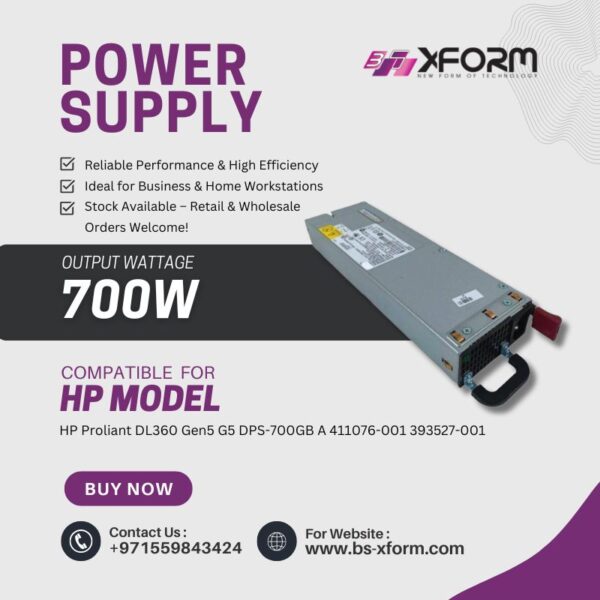 Power Supply 700 Watt Hot Plug Compatible For HP Model HP Proliant DL360 Gen5 G5 DPS-700GB A 411076-001 393527-001 - cover photo