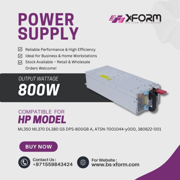 Power Supply 800 1000 Watt Hewlett-Packard Compatible For HP Model ML350 ML370 DL380 G5 DPS-800GB A, ATSN-7001044-y000, 380622-001 - cover photo