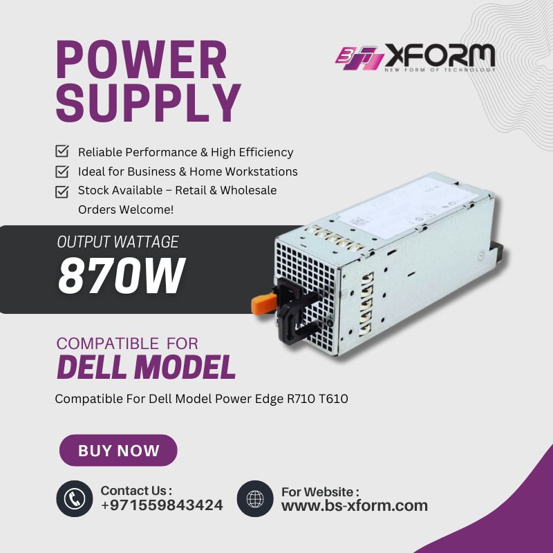 Power Supply 870 Watt Compatible For Dell Model Power Edge R710 T610 - cover photo