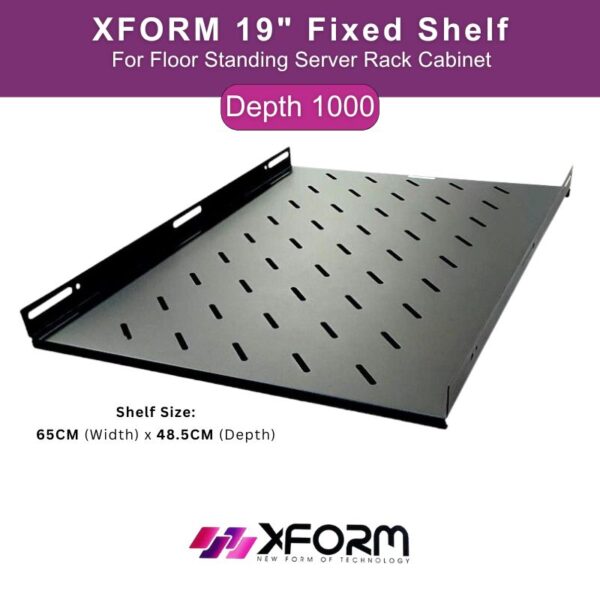 XFORM 19″ Fixed Shelf for Floor Standing Server Rack Cabinet 1000mm – Shelf Size 65CM (Depth) 48.5 (Width) - p1