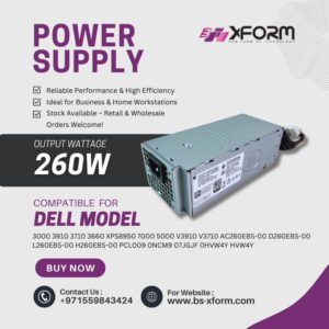 Power Supply 260 Watt Compatible For Dell OptiPlex Model 3000 3910 3710 3660 XPS8950 7000 5000 V3910 V3710 AC260EBS-00 D260EBS-00 L260EBS-00 H260EBS-00 PCL009 0NCM9 07JGJF 0HVW4Y HVW4