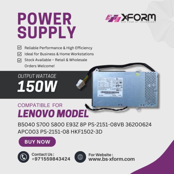 Power Supply 150 Watt Compatible For Lenovo Model B5040 S700 S800 E93Z 8P PS-2151-08VB 36200624 APC003 PS-2151-08 HKF1502-3D - cover photo