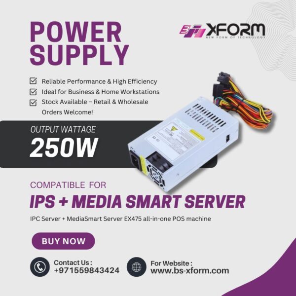 Replc. 1U Power Supply 250W Compatible with IPC Server + MediaSmart Server EX475 all-in-one POS machine - cover photo
