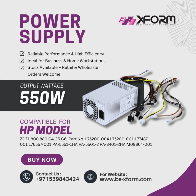 Replacement Power Supply 550W Compatible for HP Model Z2 Z1 800 880 G4 G5 G6 Part No. L75200-004 L75200-001 L77487-001 L76557-001 PA-5551-1HA PA-5501-2 PA-3401-2HA M09864-001 -