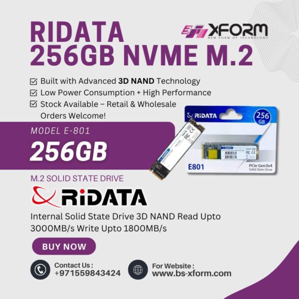 RiDATA 256 GB NVMe M.2 PCIe Gen3x4 2280 SSD Internal Solid State Drive 3D NAND Read Upto 3000MBs Write Upto 1800MBs - cover photo 1