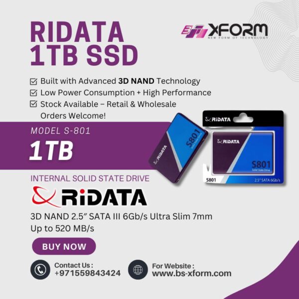 RiDATA SSD (Internal Solid State Drive) 3D NAND 2.5″ SATA III 6Gbs Ultra Slim 7mm Up to 520 MBs (1 TB) - cover photo