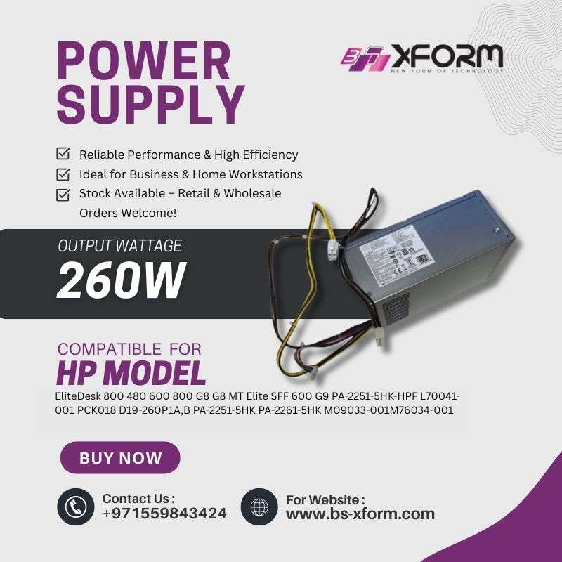 Replc. Power Supply 260W Compatible For Model EliteDesk 800 480 600 800 G8 G8 MT Elite SFF 600 G9 PA-2251-5HK-HPF L70041-001 PCK018 D19-260P1A,B PA-2251-5HK PA-2261-5HK M09033-001M76034-001 - cove