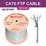 XFORM Indoor Cat6 FTP Full Copper Cable For Ethernet Network 305M 4 2 0.55±0.1mm CU +AL Foil New HDPE, New PVC -OD6.3mm Wooden Roll+Color Box – Gray - Cover Photo