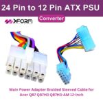 24 Pin to 12 Pin ATX PSU Main Power Adapter Braided Sleeved Cable for Acer Q87 Q87H3 Q87H3-AM 12-inch - feature photo