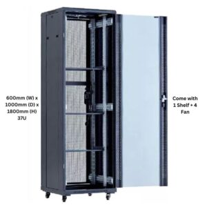 XForm Floor Stand 37U 600x1000 Server Rack Cabinet 600mm (W) x 1000mm (D) x 1800mm (H) 37U Come with 1 Shelf + 4 Fan - photo 3