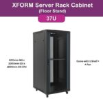 XForm Floor Stand 37U 600×1000 Server Rack Cabinet 600mm (W) x 1000mm (D) x 1800mm (H) 37U Come with 1 Shelf + 4 Fan - cover - photo - 1