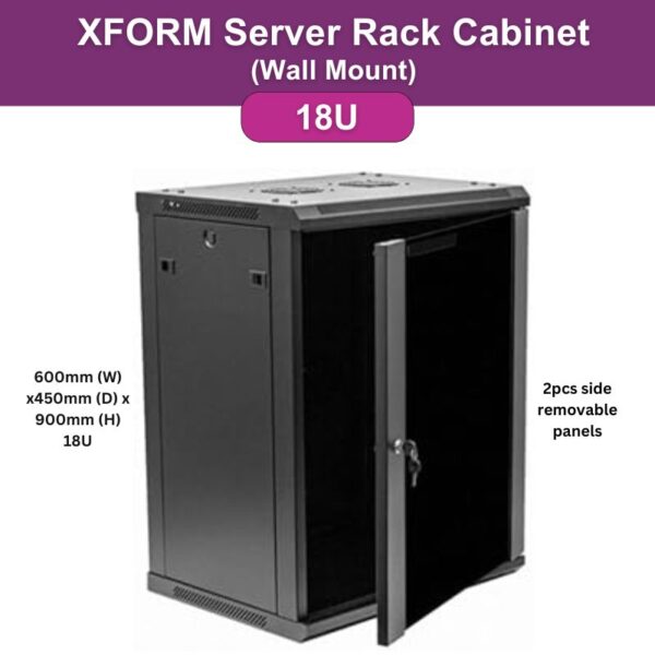 XForm 18U 600×450 Wall Mount server Rack Cabinet 600mm (W) x450mm (D) x 900mm (H) 18U - feature photo 1