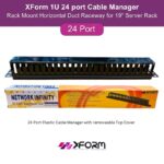 XForm 1U 24 port Cable Manager Rack Mount Horizontal Duct Raceway for 19 Server Rack 24 Port Plastic Cable Manager with removeable Top Cover - feature photo