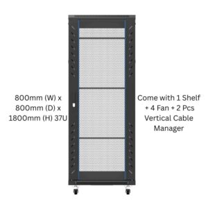 XForm Floor Stand 37U 800x800 Server Rack Cabinet 800mm (W) x 800mm (D) x 1800mm (H) 37U Come with 1 Shelf + 4 Fan + 2 Pcs Vertical Cable Manager - p2