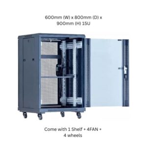 _XForm Floor Stand Cabinet Server Rack 15U 600mm W x 800mm D x 900mm H Come with 1 Shelf + 4FAN + 4 wheels - p2