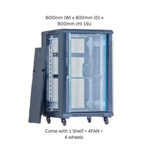 XForm Floor Stand Cabinet Server Rack 15U 600mm W x 800mm D x 900mm H Come with 1 Shelf + 4FAN + 4 wheels - p3