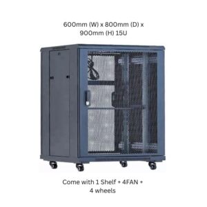 XForm Floor Stand Cabinet Server Rack 15U 600mm W x 800mm D x 900mm H Come with 1 Shelf + 4FAN + 4 wheels - p4