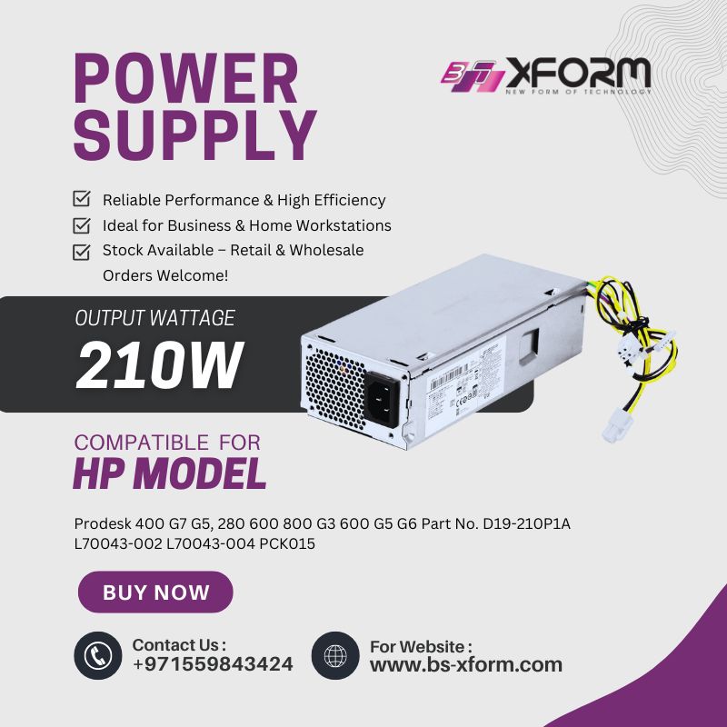Replc. Power Supply 210w Compatible for model Prodesk 400 G7 G5, 280 600 800 G3 600 G5 G6 Part No. D19-210P1A L70043-002 L70043-004 PCK015 - cover photo