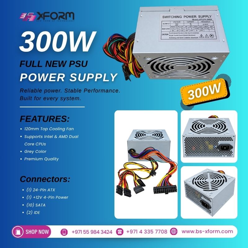 Power Supply 300W, Full New PSU, Fan 12 CM, Grey Colour, Premium Quality - cover photo 1
